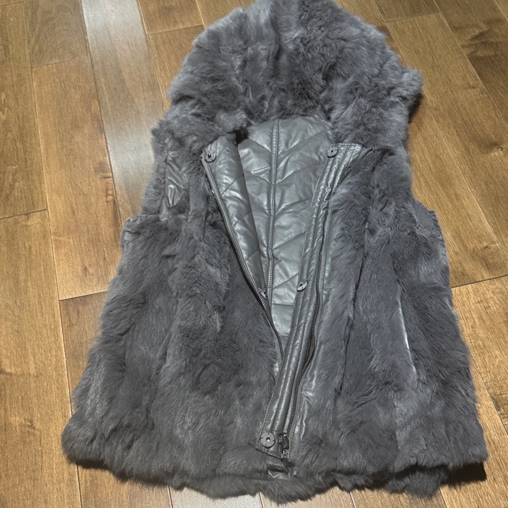 BCBG Charcoal Faux Fur Vest